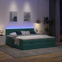 vidaXL Ottoman sängram med madrasser mörkgrön 180x200 cm sammet