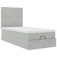vidaXL Ottoman sängram med madrasser ljusgrå 80x200 cm sammet