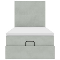 vidaXL Ottoman sängram med madrasser ljusgrå 80x200 cm sammet