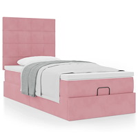 vidaXL Ottoman sängram med madrasser rosa 80x200 cm sammet