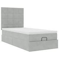 vidaXL Ottoman sängram med madrasser ljusgrå 90x190 cm sammet