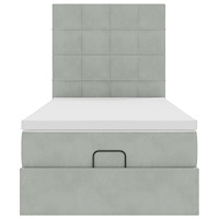 vidaXL Ottoman sängram med madrasser ljusgrå 90x190 cm sammet