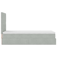 vidaXL Ottoman sängram med madrasser ljusgrå 90x190 cm sammet