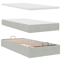 vidaXL Ottoman sängram med madrasser ljusgrå 90x190 cm sammet