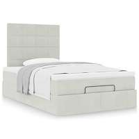 vidaXL Ottoman sängram med madrasser ljusgrå 120x190 cm sammet