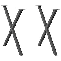 vidaXL Matbordsben X-formade 2 st antracit 80x(72-73) cm stål