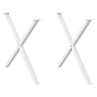 vidaXL Matbordsben X-formade 2 st vita 90x(72-73) cm stål