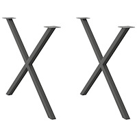 vidaXL Matbordsben X-formade 2 st antracit 90x(72-73) cm stål