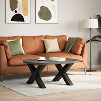 vidaXL Soffbordsben X-formade 2 st svarta 70x(42-43) cm stål