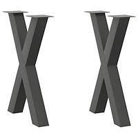vidaXL Matbordsben X-formade 2 st antracit 50x(72-73) cm stål