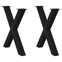 vidaXL Matbordsben X-formade 2 st svarta 80x(72-73) cm stål