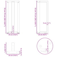 vidaXL Konsolbordsben T-formade 2 st vita 38x25x(72-73) cm stål