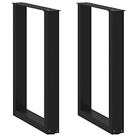vidaXL Matbordsben U-formade 2 st svarta 50x(72-73) cm stål