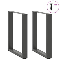 vidaXL Matbordsben U-formade 2 st antracit 70x(72-73) cm stål