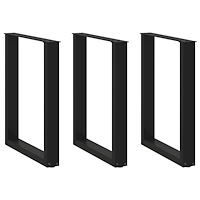 vidaXL Matbordsben U-formade 3 st svarta 70x(72-73) cm stål