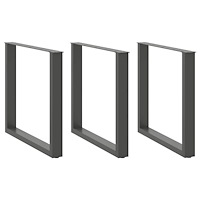 vidaXL Matbordsben U-formade 3 st antracit 80x(72-73) cm stål