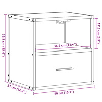 vidaXL Väggmonterat sängbord sonoma-ek 40x31x39,5 cm