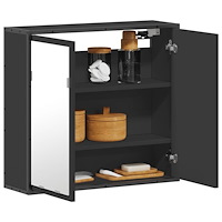 vidaXL Spegelskåp för badrum svart 65x20x60 cm konstruerat trä