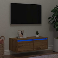 vidaXL Tv-bänk med LED-belysning artisan ek 75x35,5x25 cm