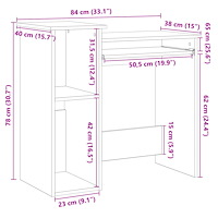 vidaXL Skrivbord med hyllor brun ek 84x40x78 cm konstruerat trä