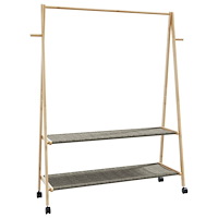vidaXL Klädställ med hyllor och hjul 132x45,5x155,5 cm bambu