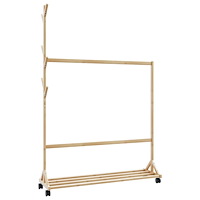 vidaXL Klädställ med krokar och hjul 100x35x157 cm bambu