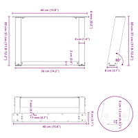 vidaXL Soffbordsben U-formade 2 st antracit 40x(30-31) cm stål