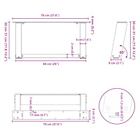 vidaXL Soffbordsben U-formade 2 st antracit 70x(30-31) cm stål