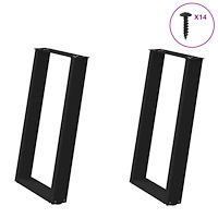 vidaXL Matbordsben U-formade 2 st svarta 50x(72-73) cm stål