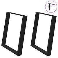 vidaXL Matbordsben U-formade 2 st svarta 70x(72-73) cm stål