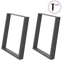 vidaXL Matbordsben U-formade 2 st antracit 70x(72-73) cm stål