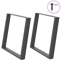 vidaXL Matbordsben U-formade 2 st antracit 90x(72-73) cm stål