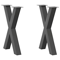 vidaXL Matbordsben X-formade 2 st antracit 60x(72-73) cm stål