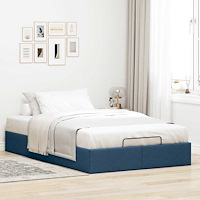 vidaXL Ottoman sängram utan madrass blå 120x190 cm tyg
