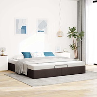 vidaXL Ottoman sängram utan madrass mörkbrun 200x200 cm tyg