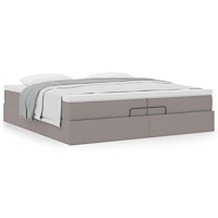 vidaXL Ottoman sängram med madrasser taupe 200x200 cm tyg
