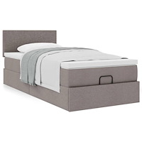 vidaXL Ottoman sängram med madrass taupe 80x200 cm tyg