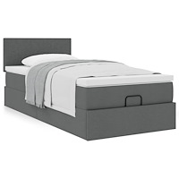 vidaXL Ottoman sängram med madrass mörkgrå 90x190 cm tyg