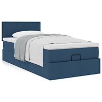 vidaXL Ottoman sängram med madrass blå 90x190 cm tyg