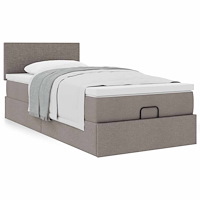 vidaXL Ottoman säng med madrass taupe 90x200 cm tyg