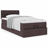 vidaXL Ottoman sängram med madrass mörkbrun 80x200 cm tyg