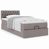 vidaXL Ottoman sängram med madrass taupe 90x190 cm tyg