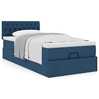vidaXL Ottoman sängram med madrass blå 90x190 cm tyg