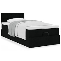 vidaXL Ottoman sängram med madrass svart 80x200 cm tyg