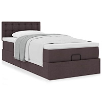 vidaXL Ottoman sängram med madrass mörkbrun 80x200 cm tyg