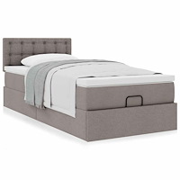 vidaXL Ottoman sängram med madrass taupe 80x200 cm tyg