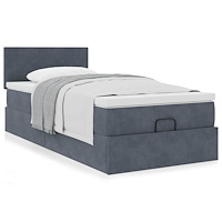 vidaXL Ottoman sängram med madrass mörkgrå 90x190 cm sammet