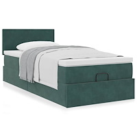 vidaXL Ottoman sängram med madrass mörkgrön 90x200 cm sammet