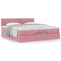 vidaXL Ottoman sängram med madrass rosa 180x200 cm sammet