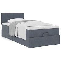 vidaXL Ottoman sängram med madrass mörkgrå 90x190 cm sammet